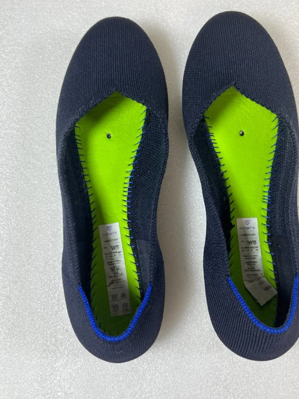 Rothy's Classic Blue Navy Round Toe Ballet Flats Slip On Knit Women’s Size 8